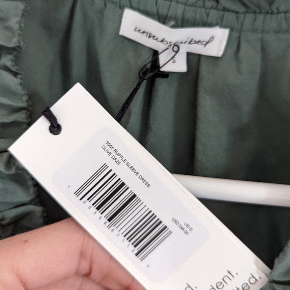 Unsubscribed Ruffle Sleeve Dress NWT Olive Daze Size Small - Picture 3 of 6